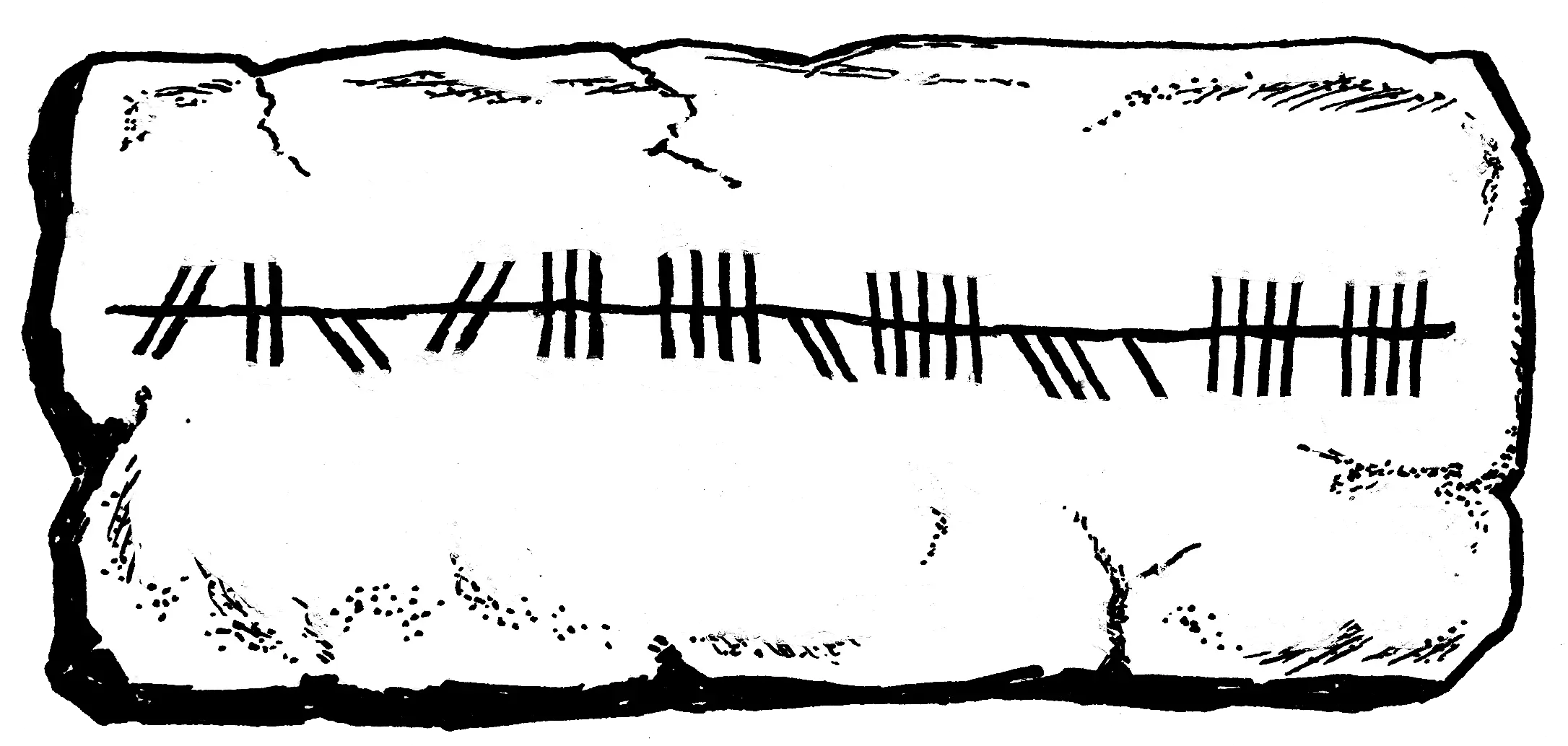 Ogham inscription carved on a standing stone