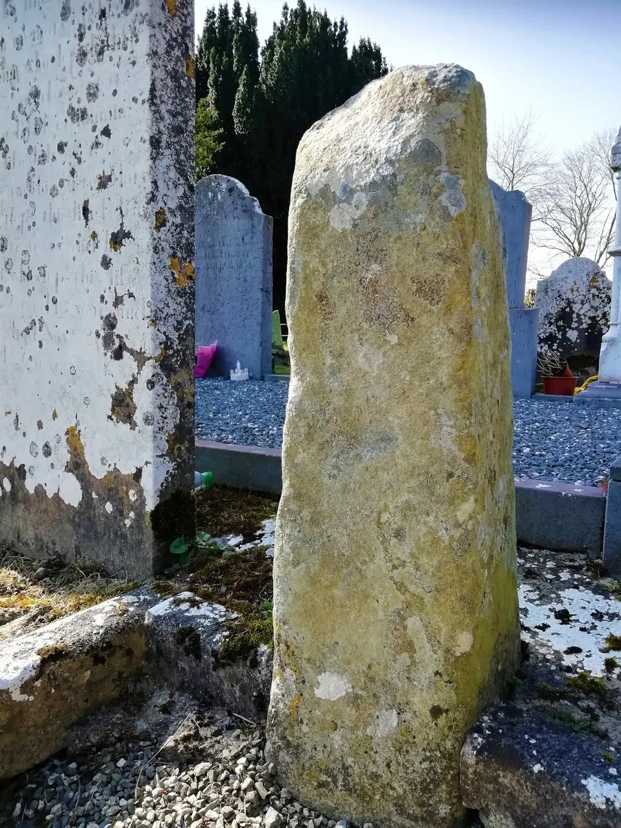 Clonmore Ogham stone in the graveyard, Co. Carlow